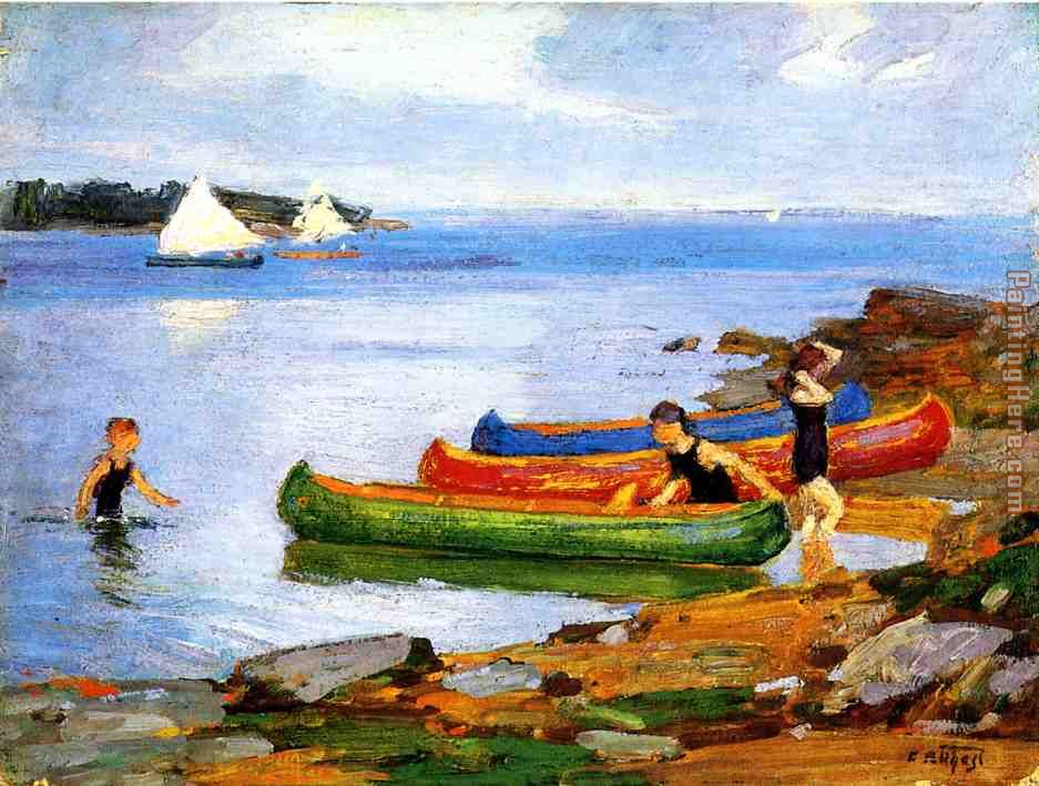 Canoeing painting - Edward Henry Potthast Canoeing art painting